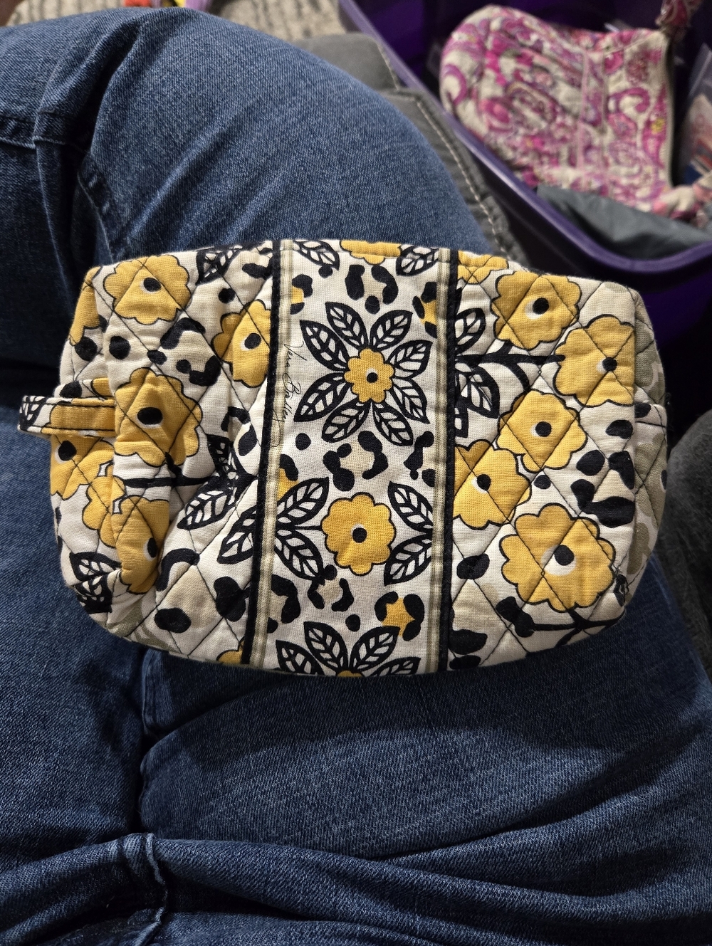 Vera Bradley Go Wild Floral Cosmetic Bag, Lined, 8"×6.5"